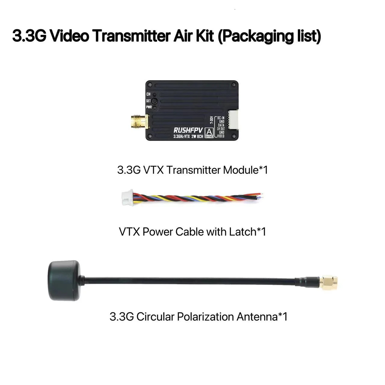 Drone Antenna - Émetteur VTX RUSHFPV 3.3G 2W, module