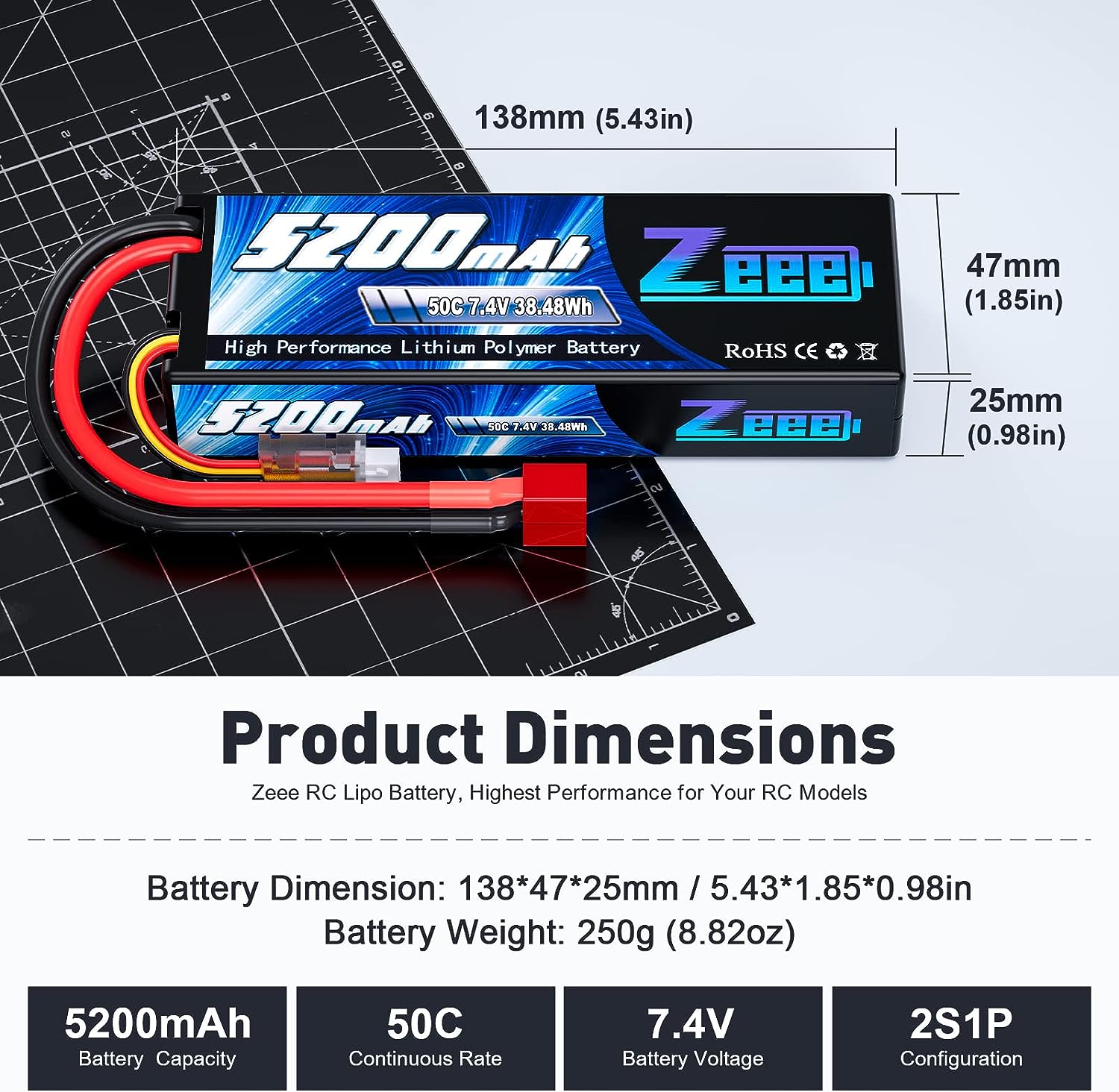 Zeee 5200mAh 2S RC Lipo batter - Drone Power Distribution Board avis et prix