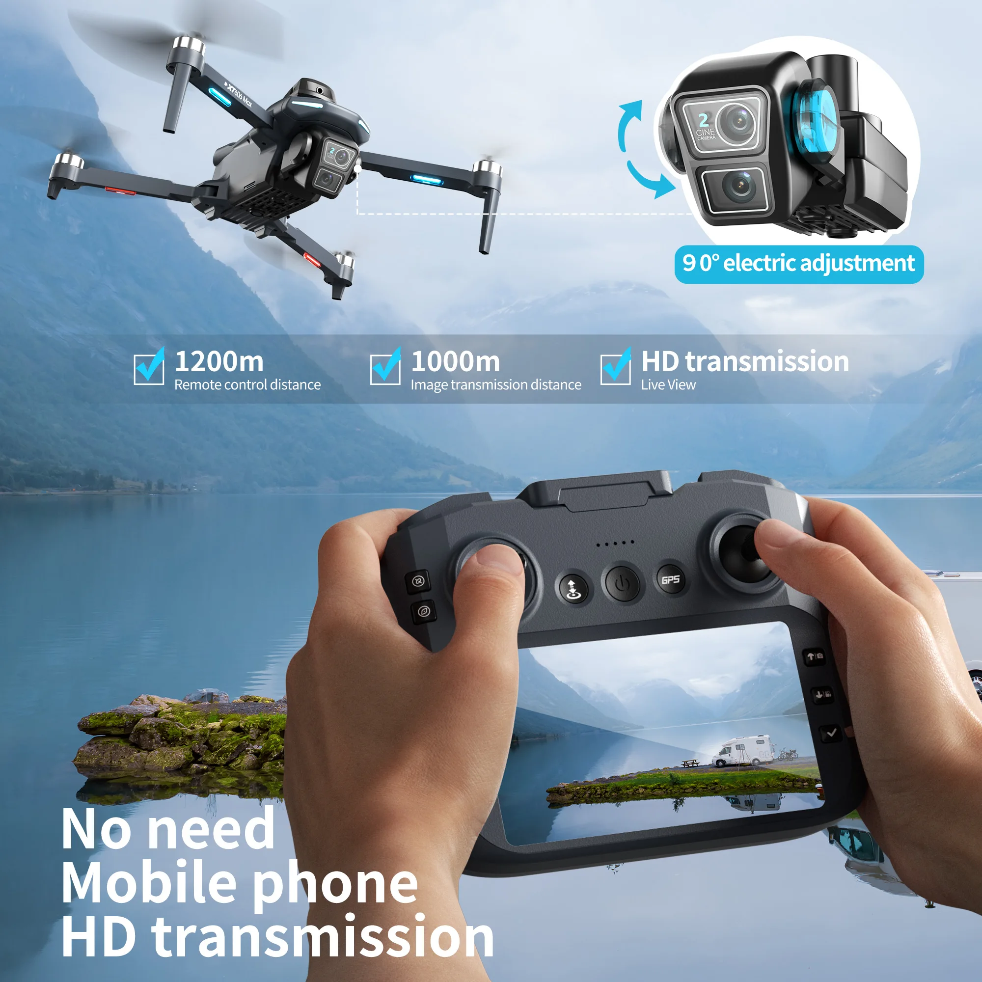 Drone professionnel Lenovo XT6 - Drone Gps Mount avis et prix